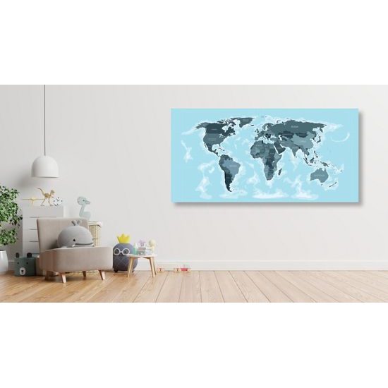 Obraz nádherná mapa v odtieňoch modrej
