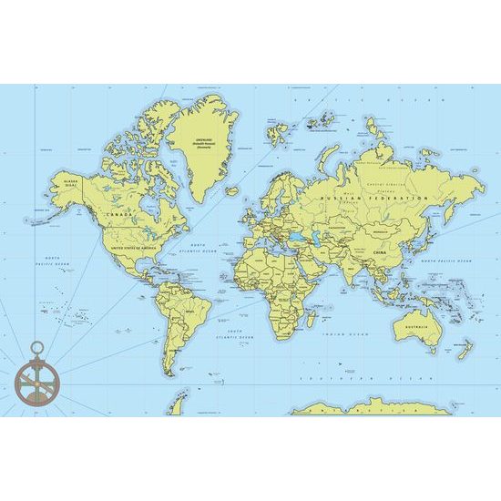 Obraz mapa v žlto-modrom prevedení