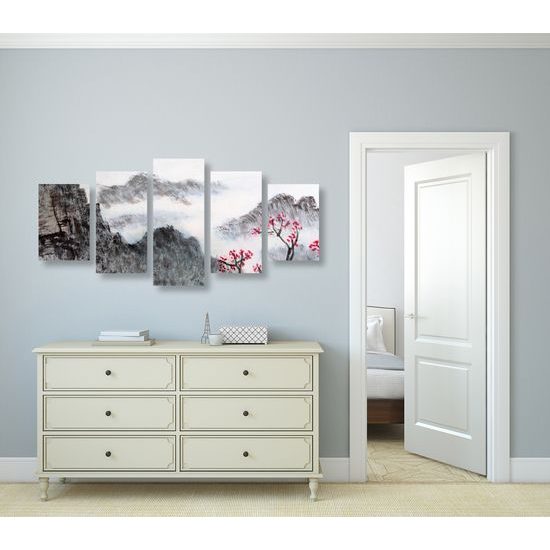 5-dielny obraz impozantná maľba krajiny