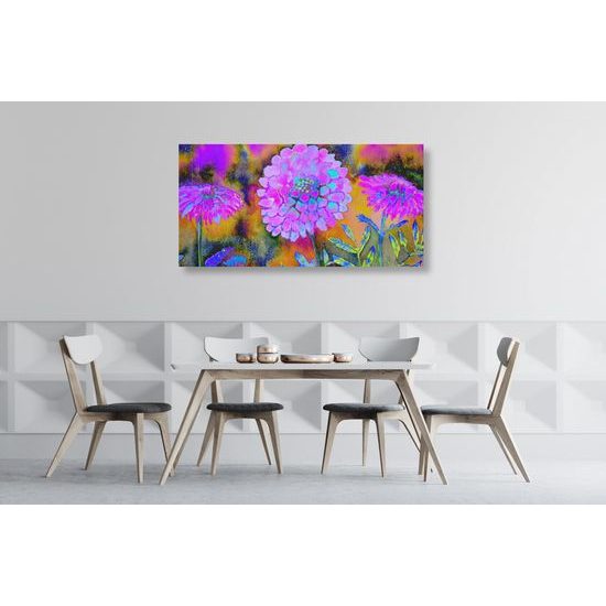 Obraz neobyčajné kvetiny sfarbené do fialova