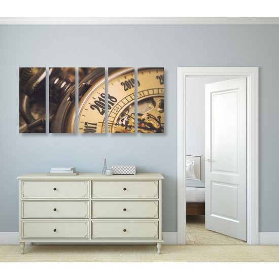 5-dielny obraz historické vreckové hodinky