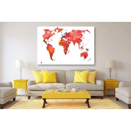 Obraz mapa sveta v červenom prevedení