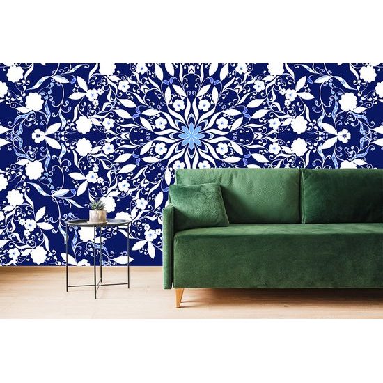 Nádherná samolepiaca tapeta vzor s bielymi kvetmi