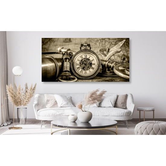 Obraz historické luxusné hodinky v sépiovom prevedení