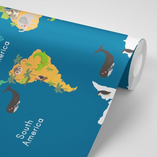 Samolepiaca tapeta náučná mapa sveta pre deti