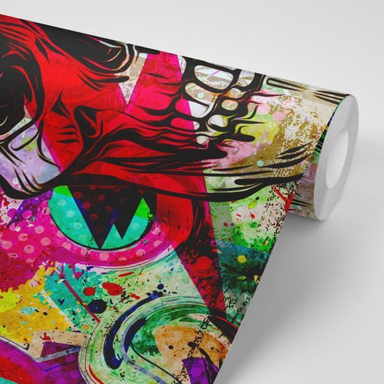 Originálna tapeta lebka v graffiti štýle