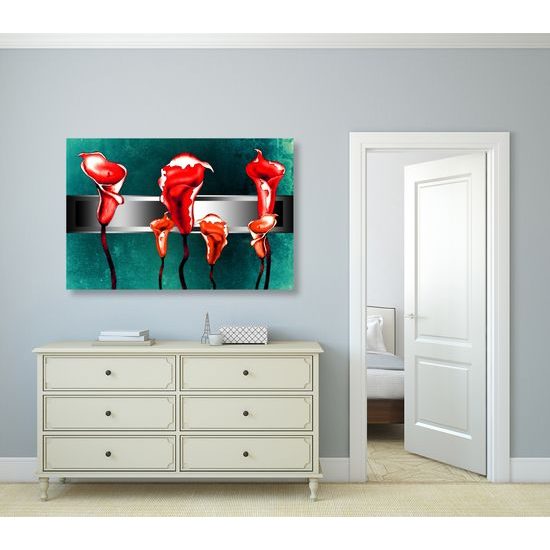 Obraz nádherná umelecká abstrakcia červených kvetov