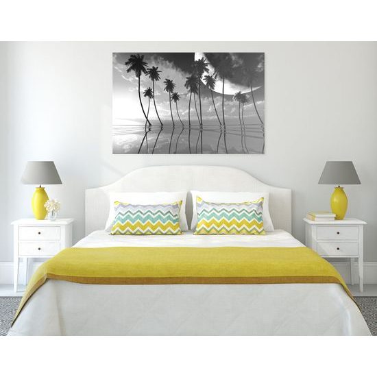 Obraz západ slnka v čiernobielom prevedení