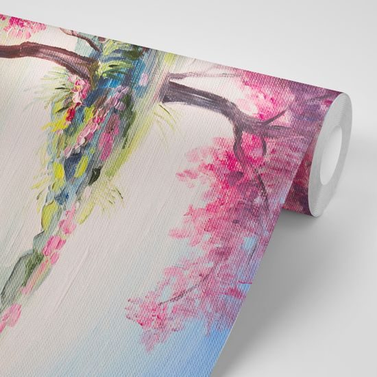 Tapeta orientálna čerešňa v objatí jazera