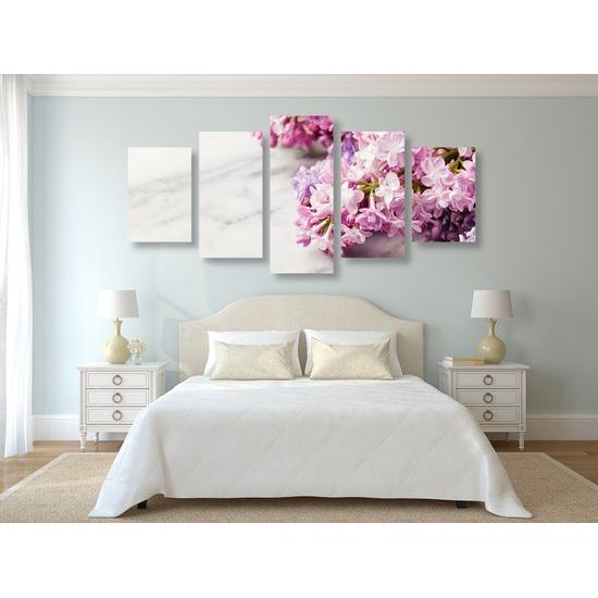 5-dielny obraz jemné jarné kvety