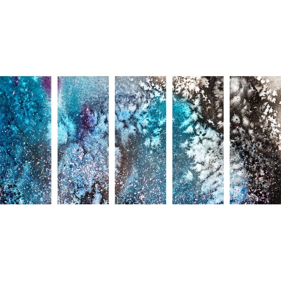 5-dielny obraz abstrakcia zimnej prírody