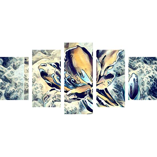 5-dielny obraz surrealistický kvet
