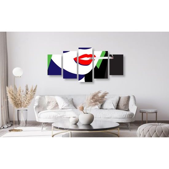 5-dielny obraz pop art dáma s cigaretou