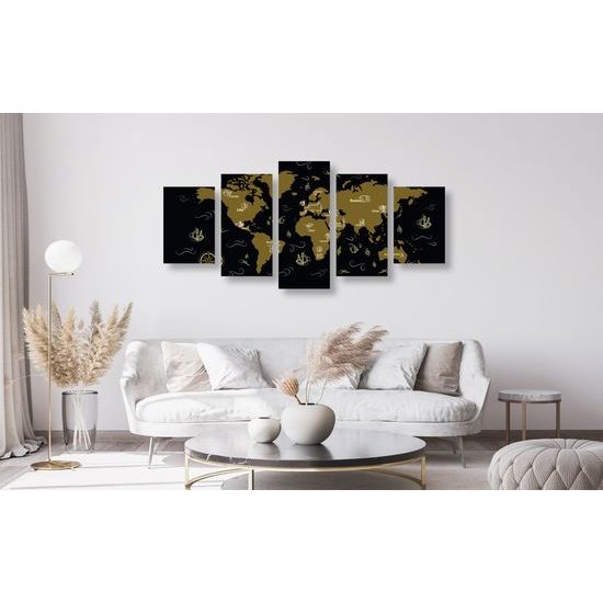 5-dielny obraz dobrodrúžna mapa sveta