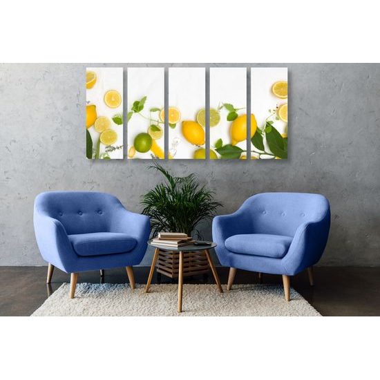 5-dielny obraz citrónové a limetkové zátišie
