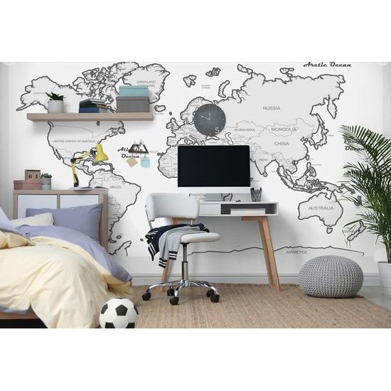 Samolepiaca tapeta jemná mapa so sivým okrajom