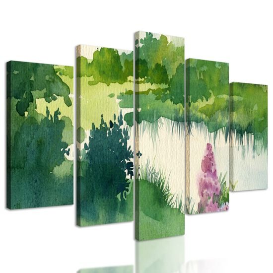 5-dielny obraz ukľudňujúca zeleň