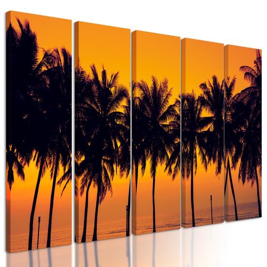 5-dielny obraz západ slnka v tropickom raji