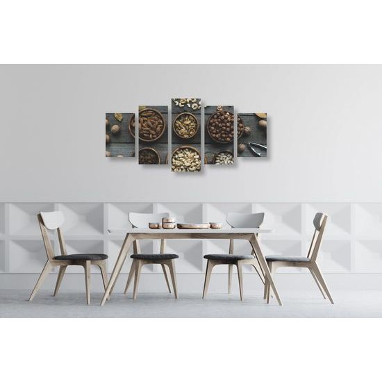 5-dielny obraz oriešky v miskách