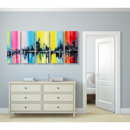 5-dielny obraz farebné mesto
