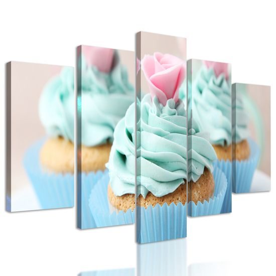 5-dielny obraz lahodné muffiny v pastelových farbách