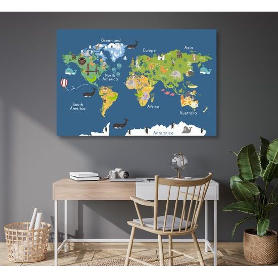 Obraz na korku detská mapa sveta