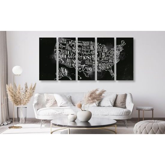 5-dielny obraz zaujímavá mapa USA