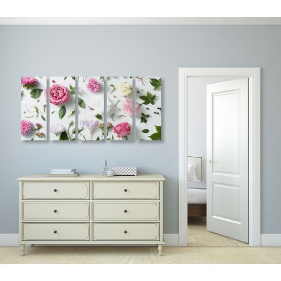 5-dielny obraz abstraktné umenie z kvetov