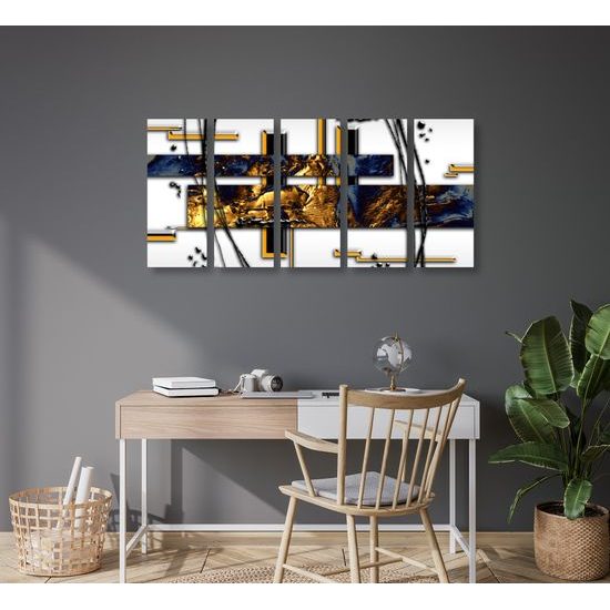 5-dielny obraz zlatý luxus