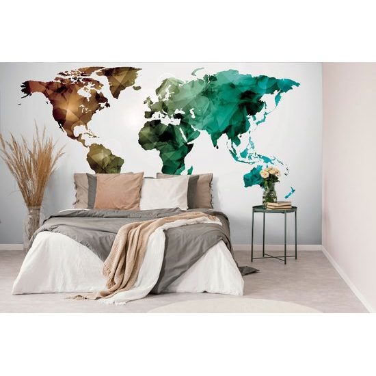 Samolepiaca tapeta pestrofarebná mapa sveta tvorená polygónmi