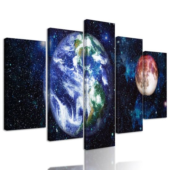 5-dielny obraz akvarelový vesmír