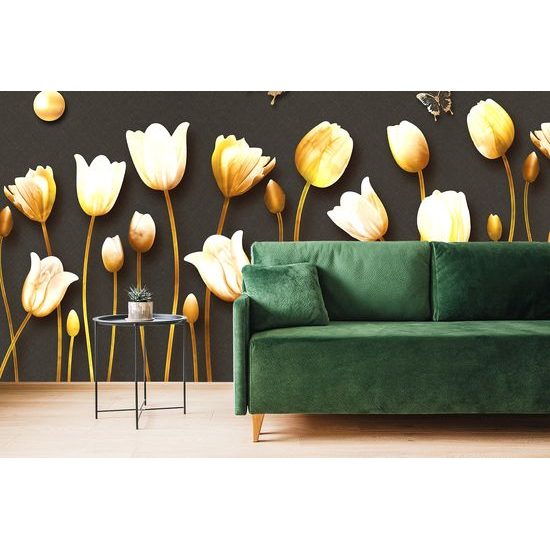 Samolepiaca tapeta tulipány ladené do zlatista