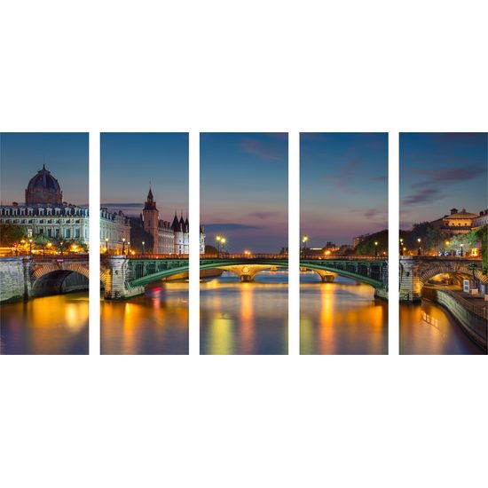 5-dielny obraz okúzľujúci nočný Paríž