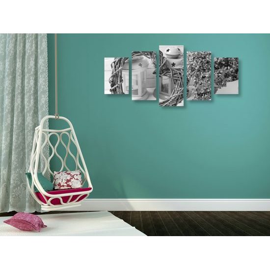 5-dielny obraz čiernobiely orgován v romantickom prevedení