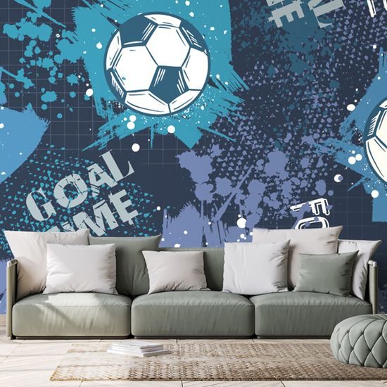Tapeta futbalová lopta na modrom pozadí