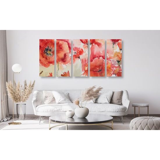 5-dielny obraz maľované maky