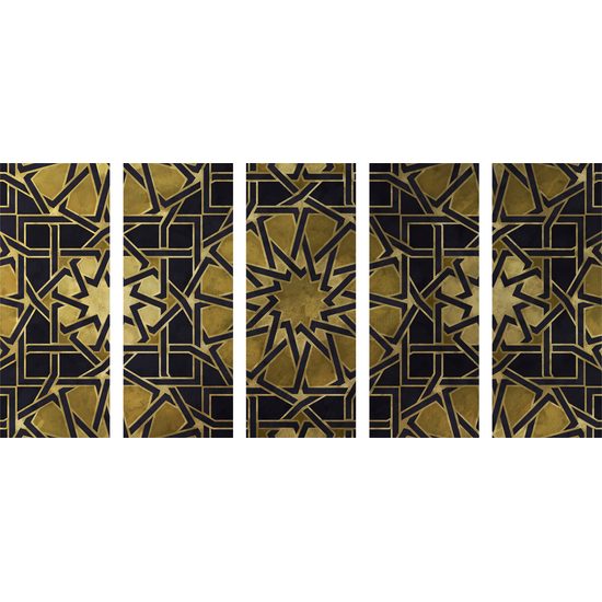 5-dielny obraz strieborná mandala