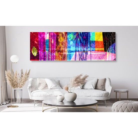 Obraz žiarivý a abstraktný výbuch farieb a vzorov