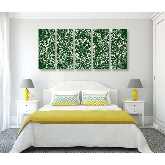 5-dielny obraz Mandala v zelenom štýle