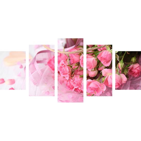 5-dielny obraz ružové lupene ruží