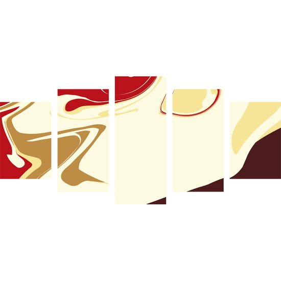 5-dielny obraz umelecká abstrakcia v zemitých farbách