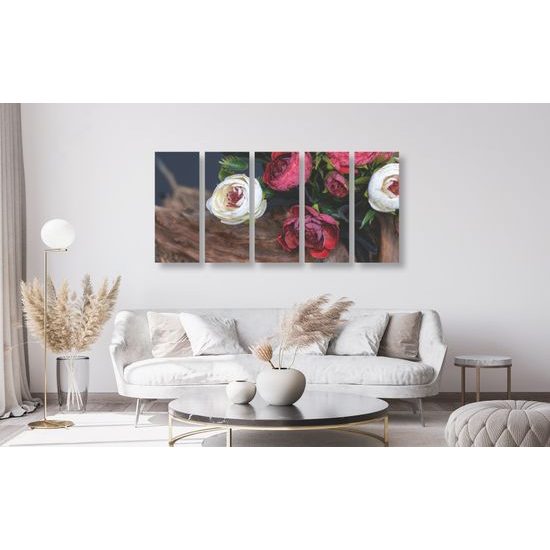 5-dielny obraz romantické kvety