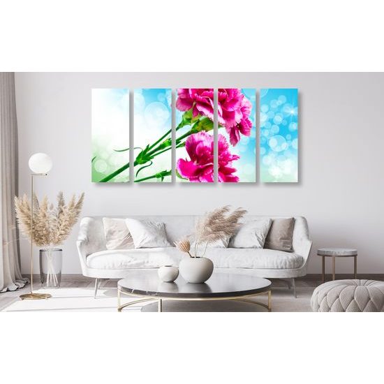 5-dielny obraz nádherny ružový kvet