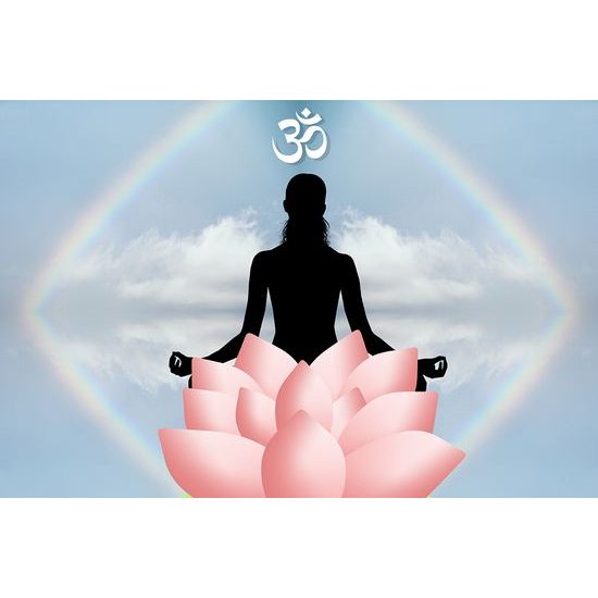 Neobyčajná samolepiaca tapeta meditácia pri lotosovom kvete