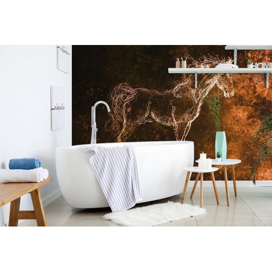 Zaujímavá samolepiaca tapeta kôň na abstraktnom pozadí