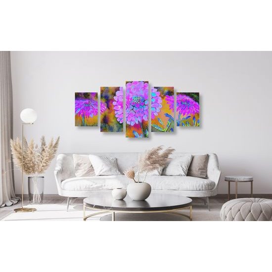 5-dielny obraz olejomaľba kvetov