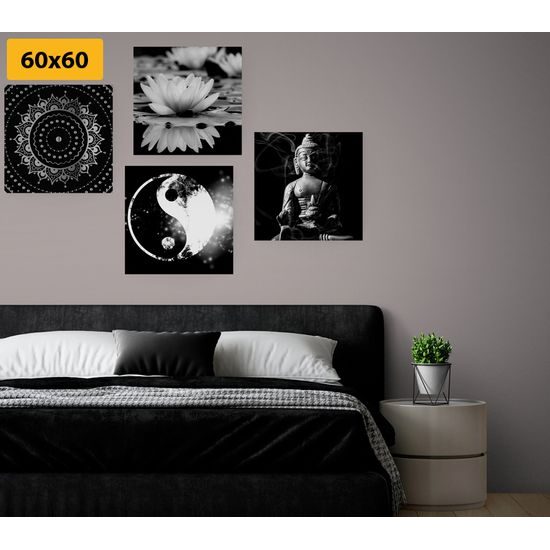 Set obrazov harmónia v čiernobielom prevedení