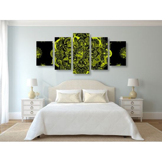 5-dielny obraz žltá Vintage Mandala