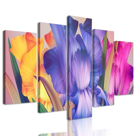 5-dielny obraz nádherné pestrofarebné kvety