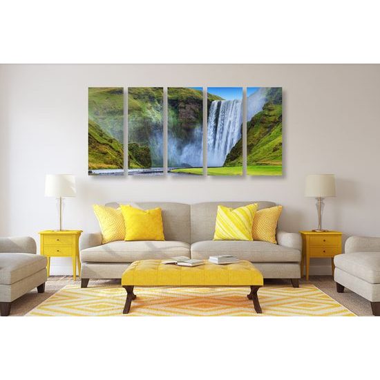 5-dielny obraz majestátny vodopád na Islande